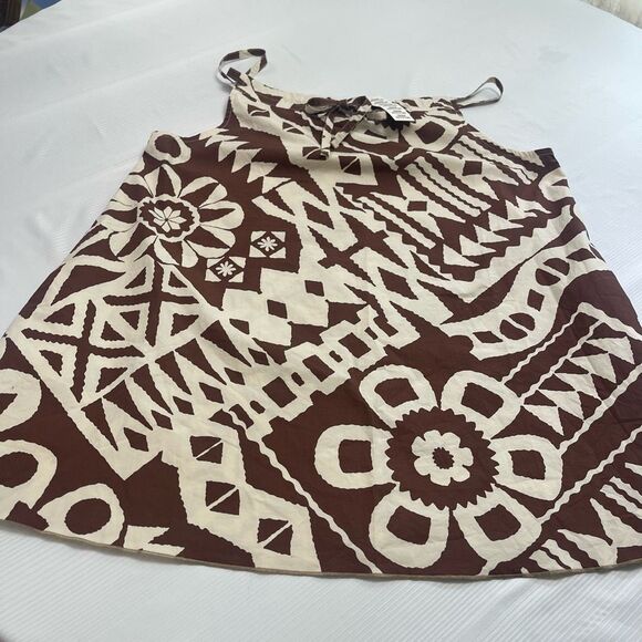 NWT BDG Urban Outfitters Eva Printed Brown Mini Shift Dress Size Large New - Picture 3 of 6